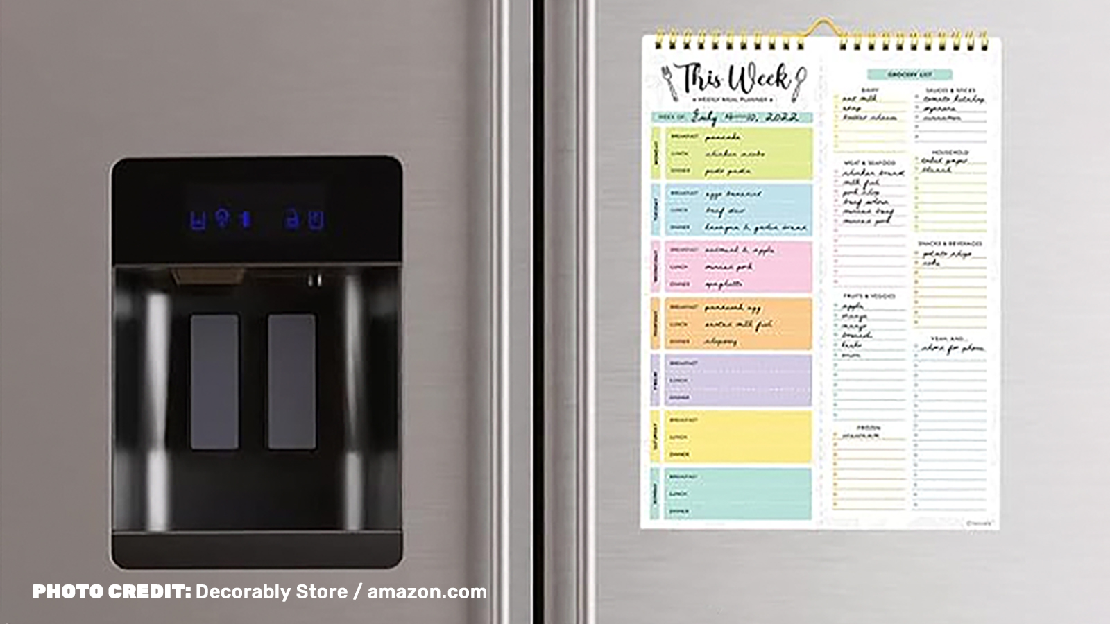 Refrigerator doors with a shopping list 