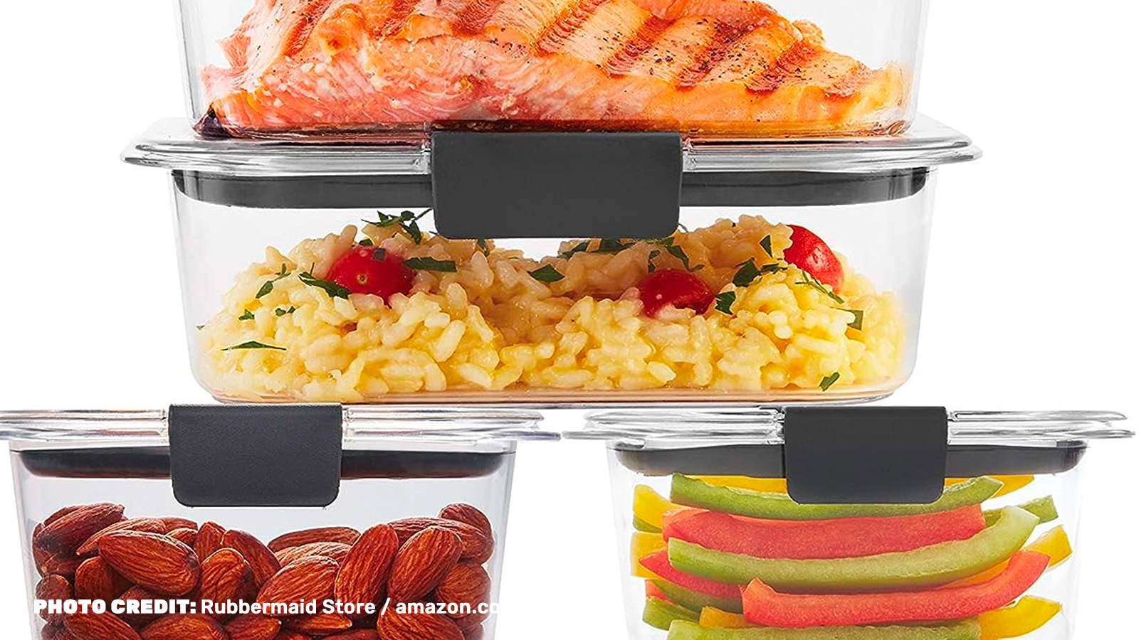 Stacks of clear food contains 