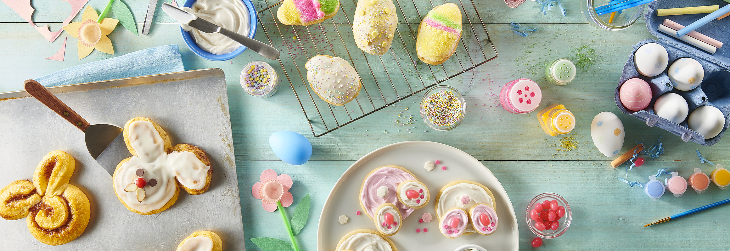 Cinnamon Roll Bunnies, Bunny Butt Cookies, Easter Egg Sugar Cookies prepared recipes