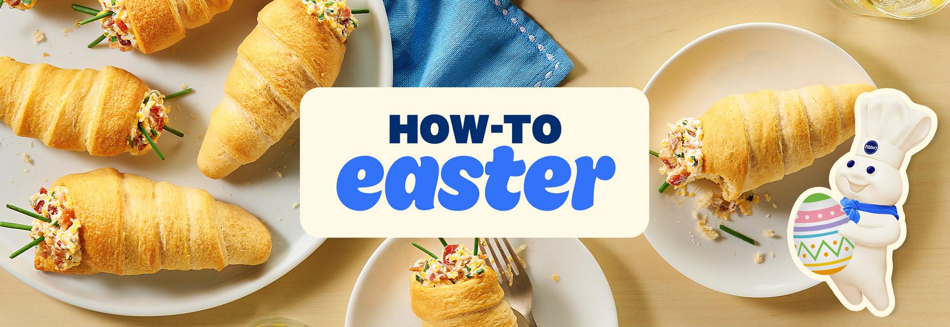 How to Easter with a background of stuffed crescent rolls.