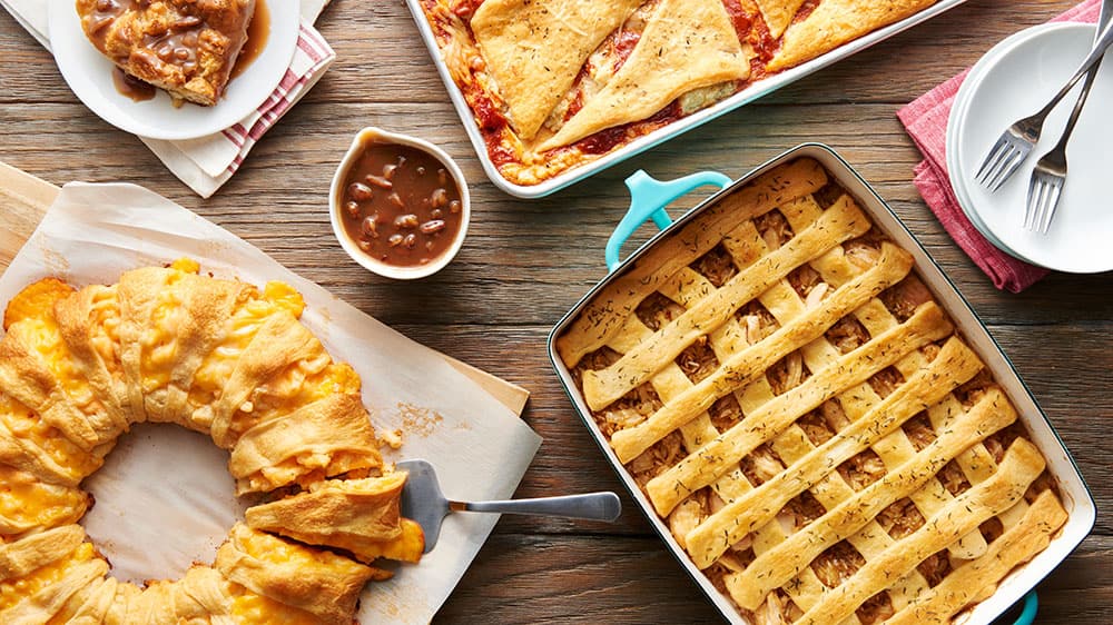 Assorted Pillsbury baked recipes on a table 