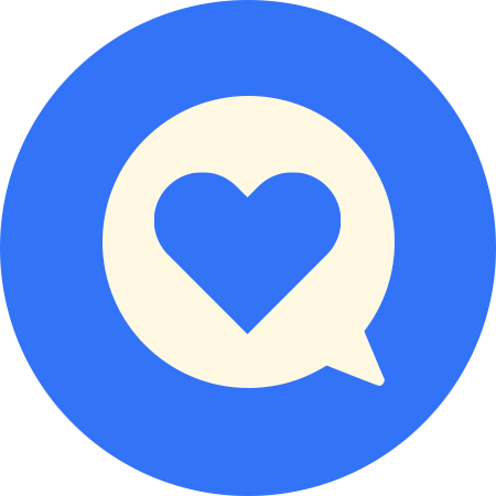 A blue speech bubble with a heart inside, symbolizing affection, love, communication, and emotional connection.