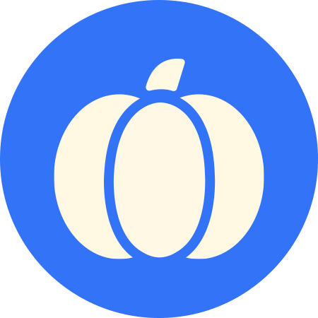 A white pumpkin in a blue circle